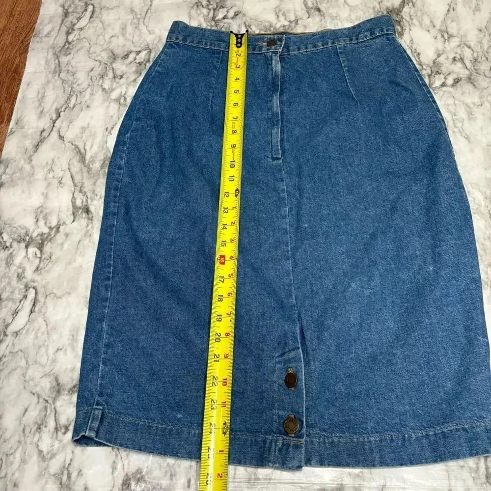 Y2K 90s vintage Denim 100% Cotton Midi length Jean blue skirt size 14 casual